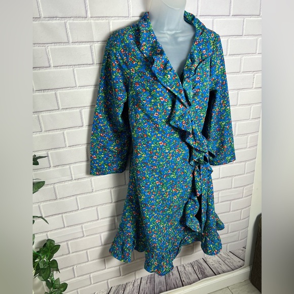 ALISON ANDREWS Floral Ruffle Wrap Dress/size L - Picture 6 of 10